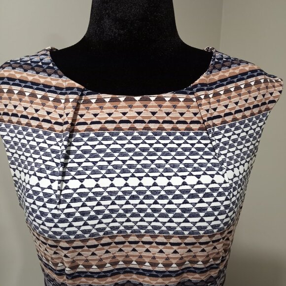 ILE NEW YORK MULTI-COLOUR PRINT SHEATH DRESS WITH BELT WOMEN SIZE 10 - Picture 7 of 12